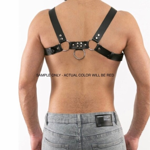 Mens Adjustable Body Chest Harness Faux Leather - Picture 3 of 3